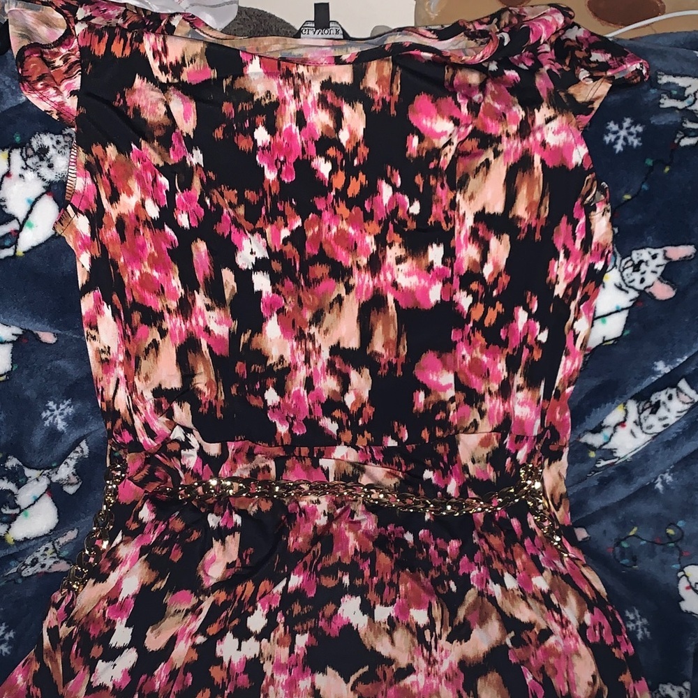 Glamour Pink and Black Floral Dress